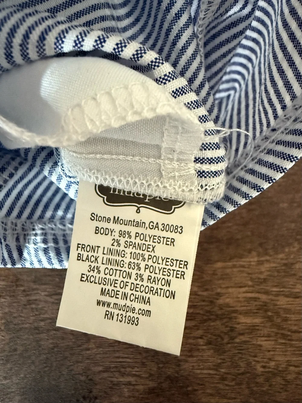 Mud Pie Blue & White Striped Golf Jon Jon Onesie size 6-9Months